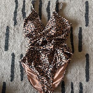 aerie Leopard One-Piece Swimsuit - Tan & Black